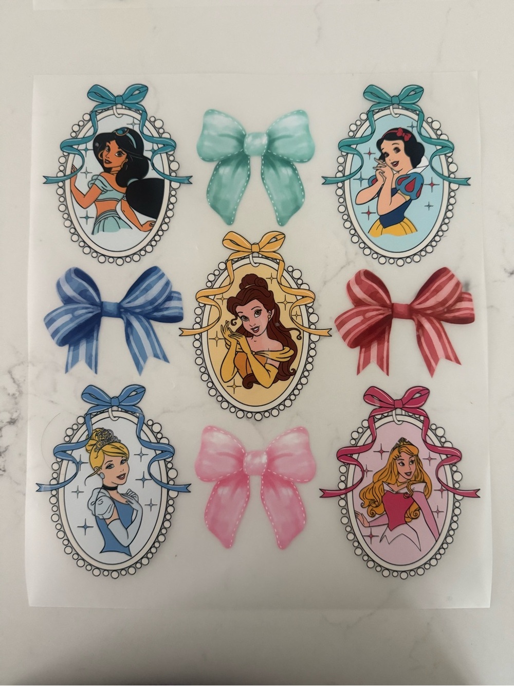 Disney Princess DTF iron on transfer for t-shirts/clothing (2 full sheets)